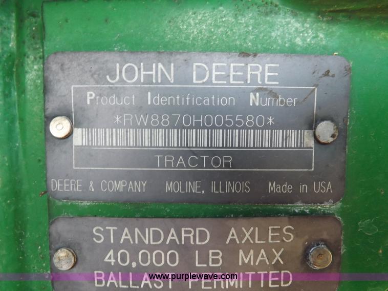 image for item K3041 1996 John Deere 8870 4WD tractor