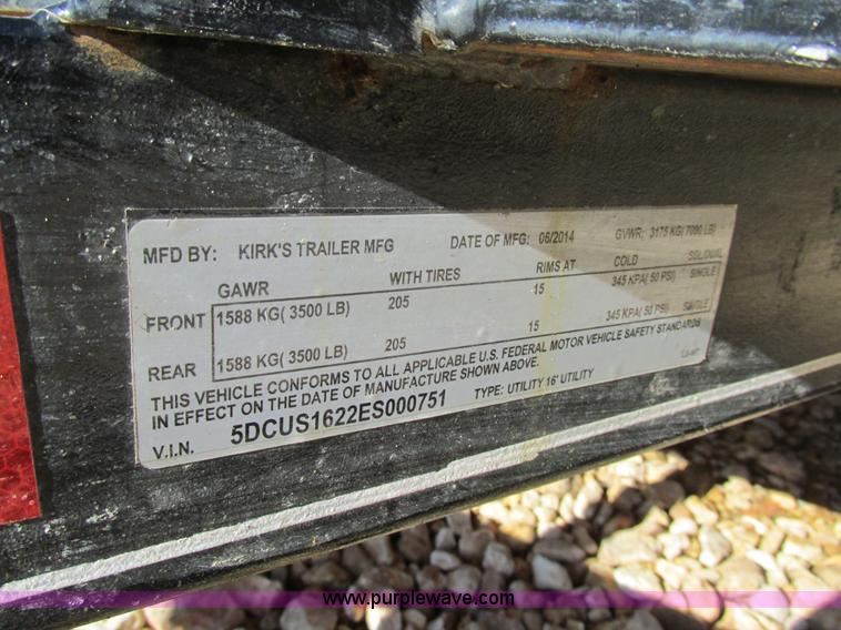 image for item AW9842 2014 Kirk trailer