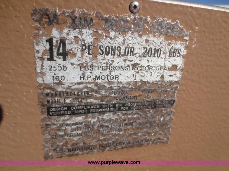 image for item D2216 1983 Lowe Sunbird 24' pontoon boat