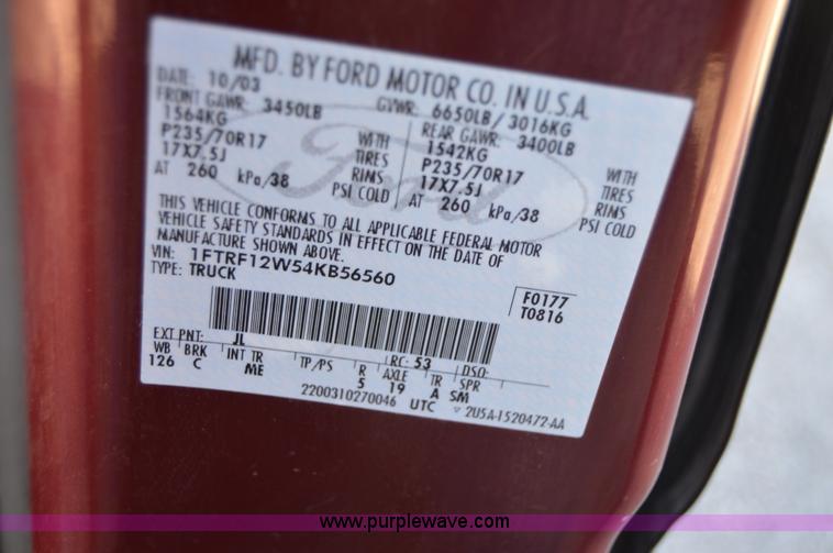 image for item F8904 2004 Ford F150 XLT Heritage SuperCab pickup truck