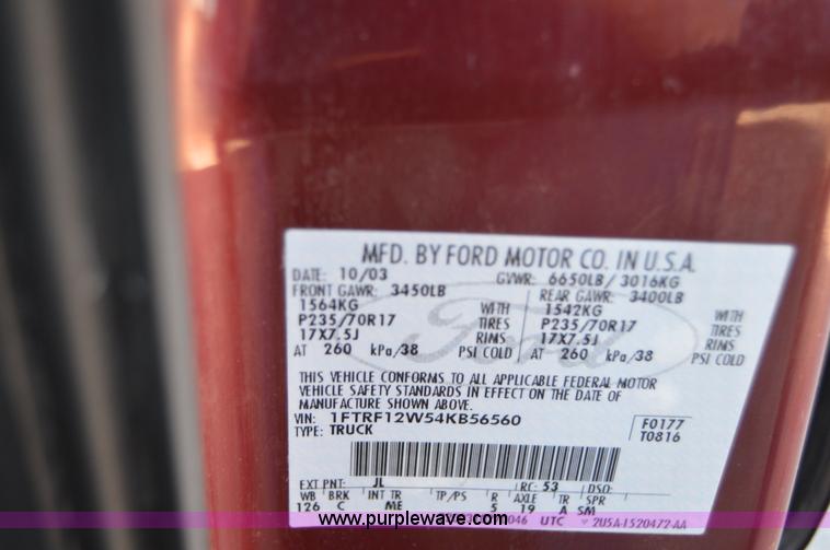 image for item F8904 2004 Ford F150 XLT Heritage SuperCab pickup truck