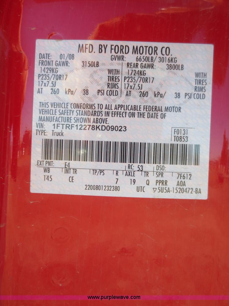 image for item I2149 2008 Ford F150 XL pickup truck