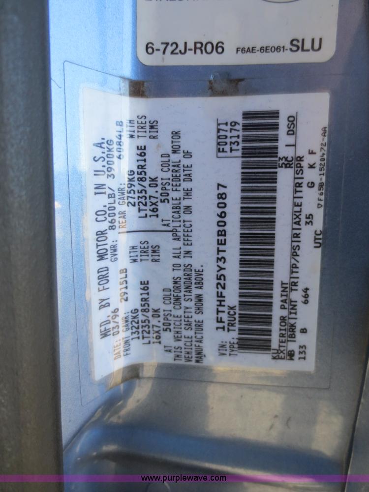 image for item I2152 1996 Ford F250 XL HD pickup truck