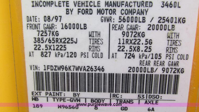 image for item I3185 1998 Ford LT9501 Louisville 101 dump truck