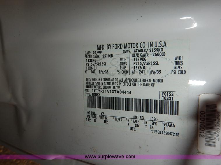 image for item I5325 1999 Ford Ranger pickup truck