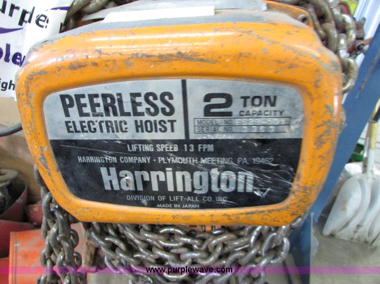 image for item I6710 Peerless two ton electric hoist