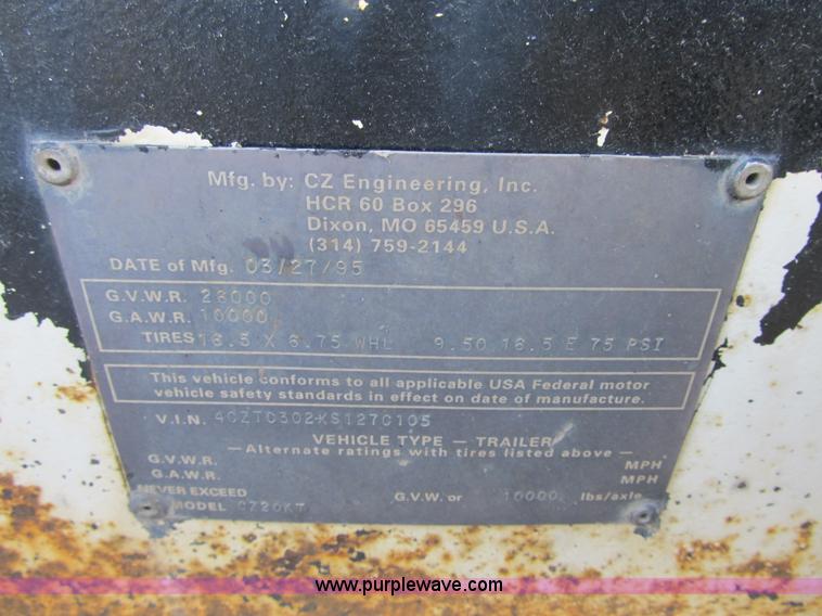 image for item F8890 1995 CZ Engineering CZ20KT flatbed trailer