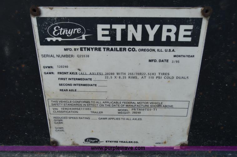 image for item I2889 1995 Etnyre Blackhawk PRTN50TD3-T1 lowboy trailer