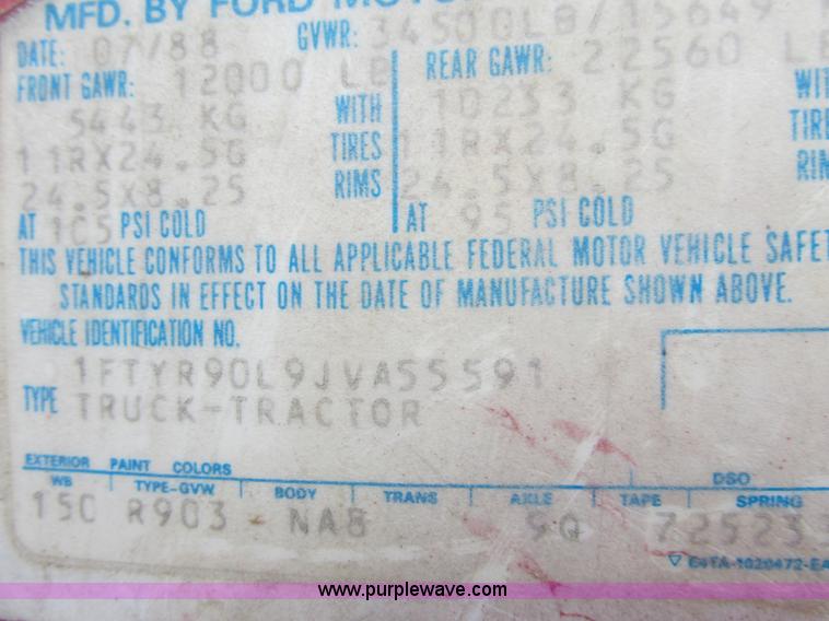 image for item AW9791 1988 Ford LN9000 grain truck