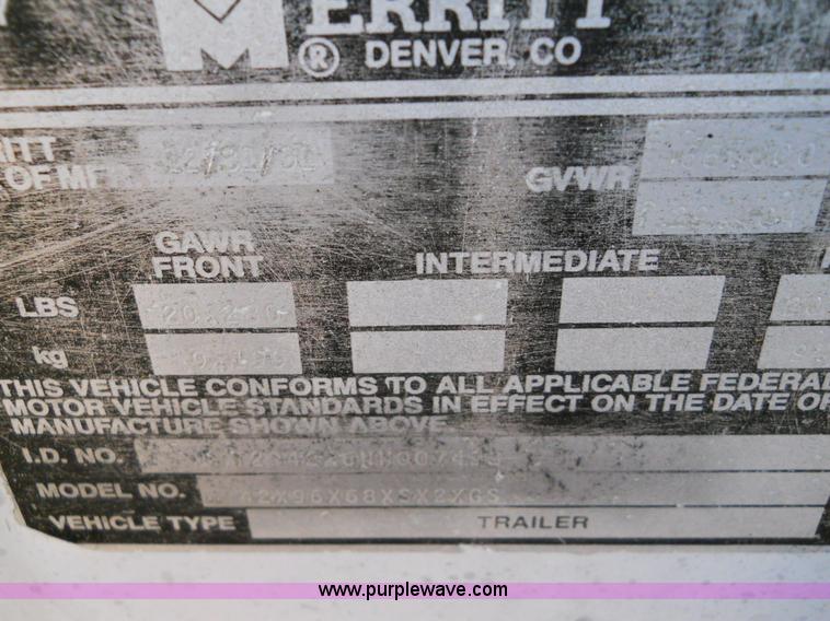 image for item D1308 1992 Merritt hopper grain trailer