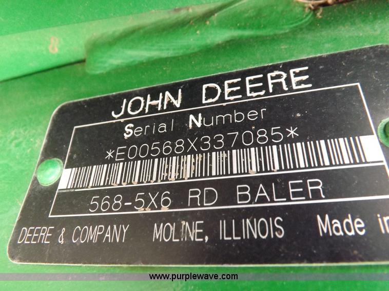 image for item K3077 2007 John Deere 568 round baler