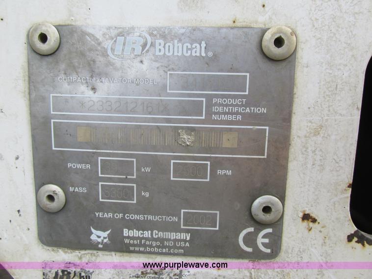 image for item H7638 2002 Bobcat 341D compact excavator