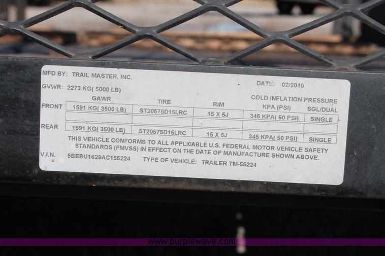 image for item H5517 2010 Trailmaster tandem axle flatbed utility trailer