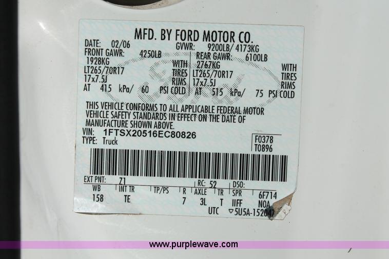 image for item H5524 2006 Ford F250 Super Duty XL SuperCab pickup truck