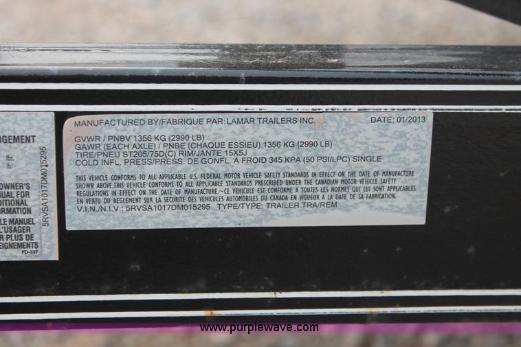 image for item H5986 2013 Lamar flatbed utility trailer