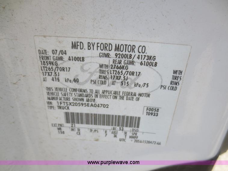 image for item I2148 2005 Ford F250 Super Duty XL SuperCab pickup truck