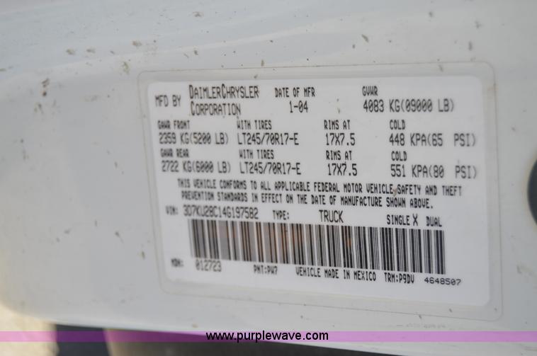 image for item I2918 2004 Dodge Ram 2500 Quad Cab pickup truck