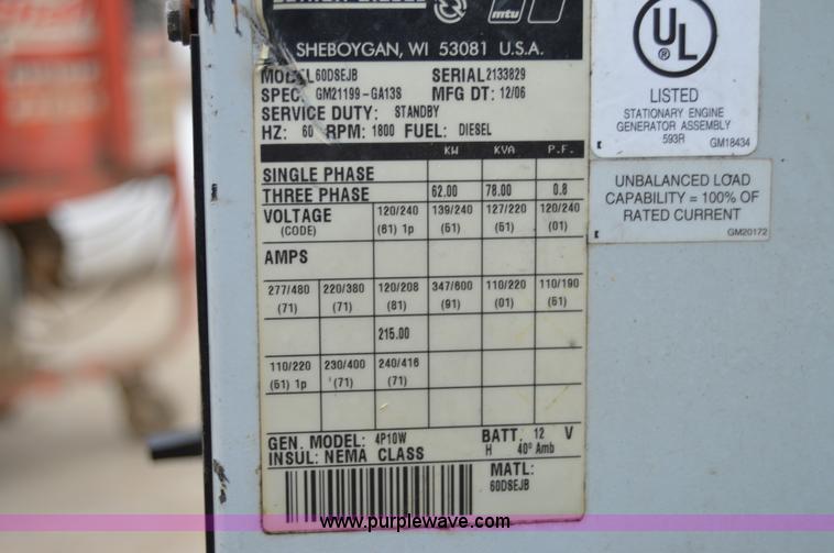 image for item I6955 2006 Detroit generator set