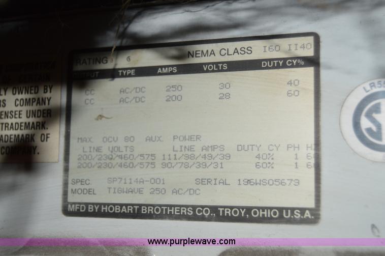 image for item I6966 Hobart Tigwave 250 AC/DC welder