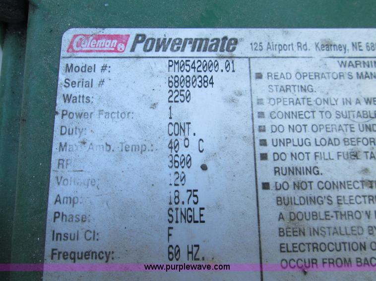 image for item AY9159 Coleman PM0542000.01 Powermate generator