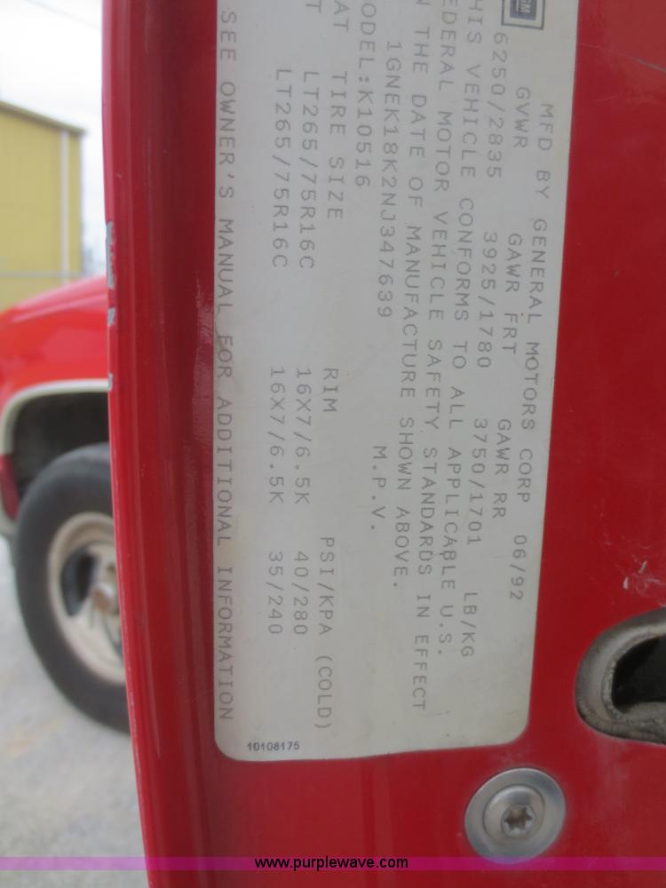 image for item D2217 1992 Chevrolet K1500 Blazer SUV