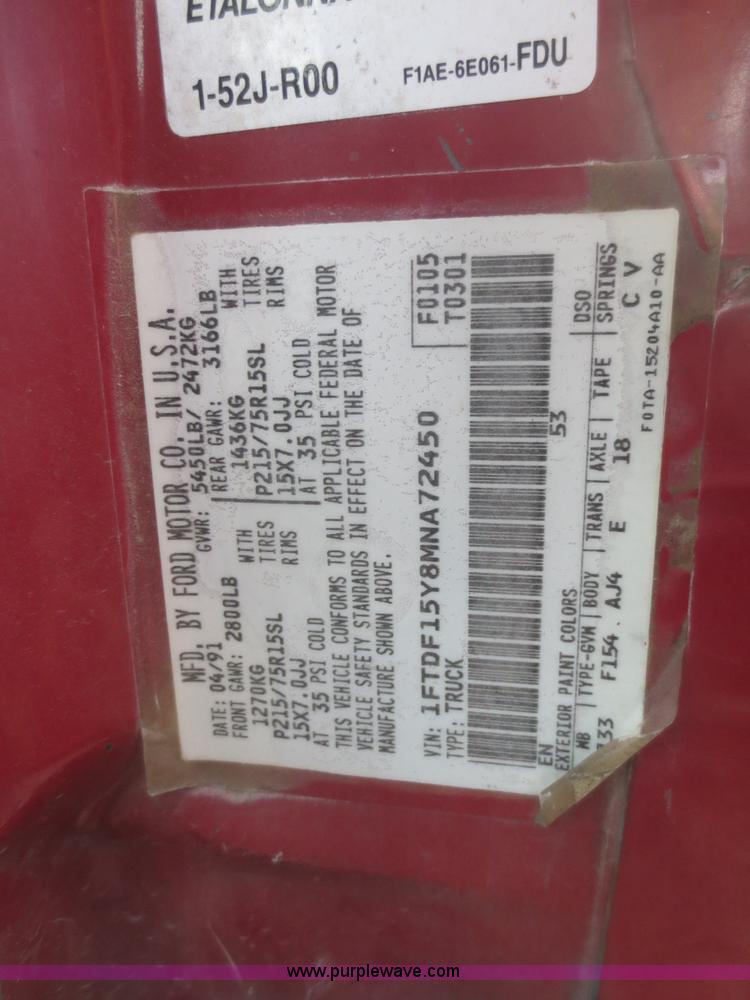 image for item D2222 1991 Ford F150 pickup truck