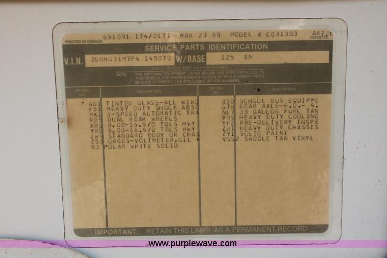 image for item H5973 1985 Chevrolet G30 bus