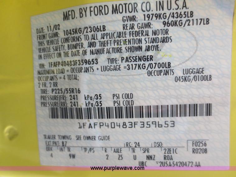 image for item I2130 2003 Ford Mustang