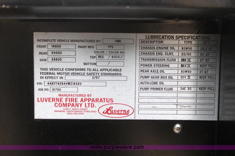 image for item I7302 1997 HME Fire Penetrator fire truck
