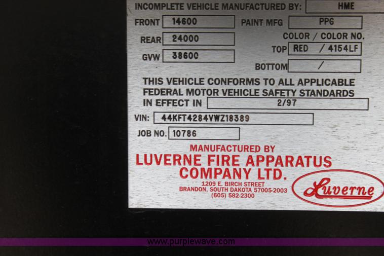 image for item I7302 1997 HME Fire Penetrator fire truck