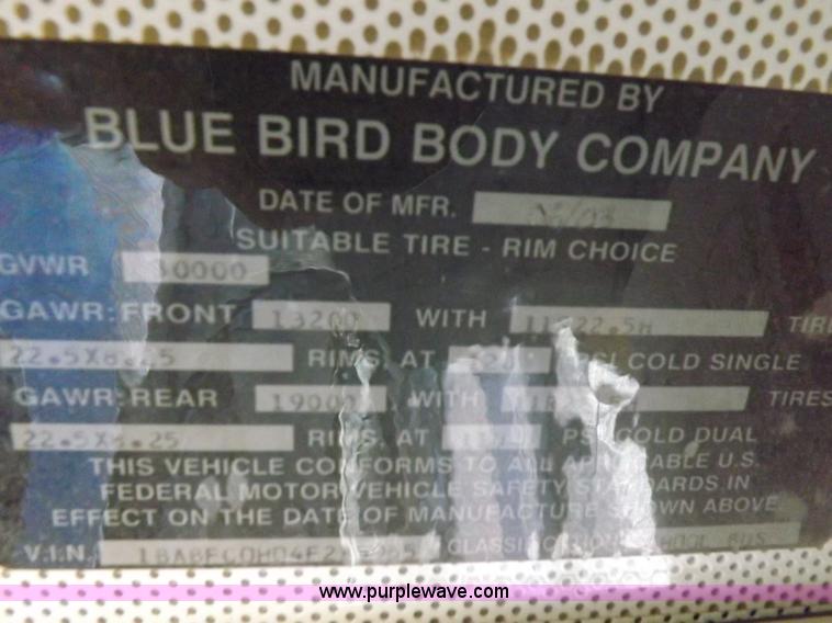 image for item K3018 2004 Blue Bird school bus