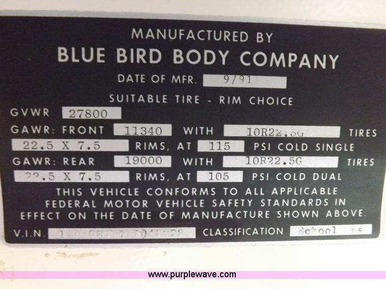 image for item K3019 1992 Blue Bird TC2000 school bus