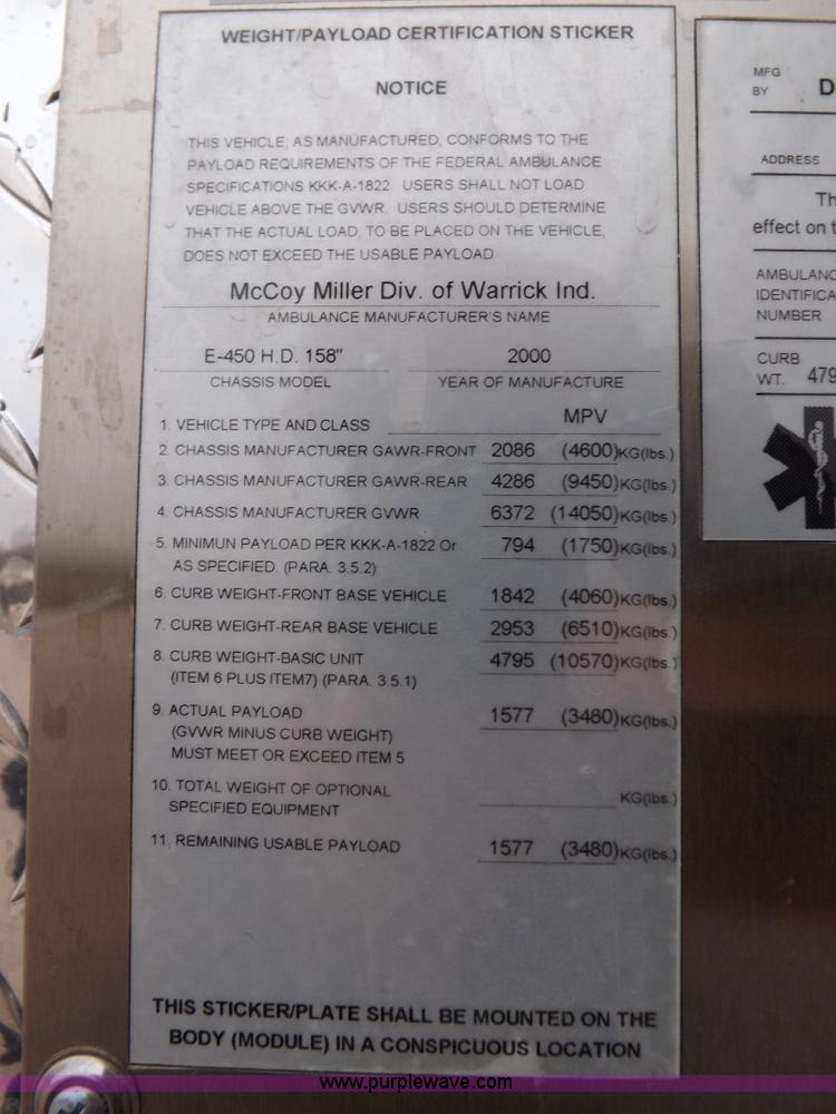 image for item K3045 2000 Ford 801 ambulance