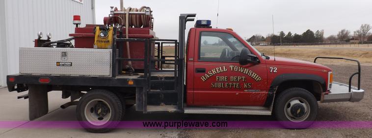 image for item K3046 1991 Chevrolet Cheyenne 3500 flatbed fire truck