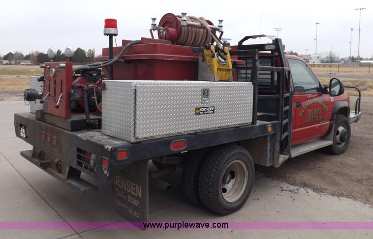 image for item K3046 1991 Chevrolet Cheyenne 3500 flatbed fire truck
