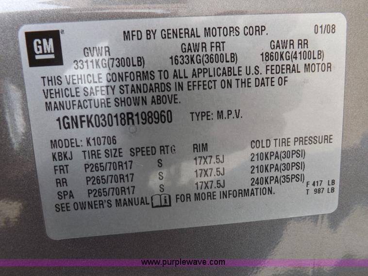 image for item K3047 2008 Chevrolet Tahoe Police SUV