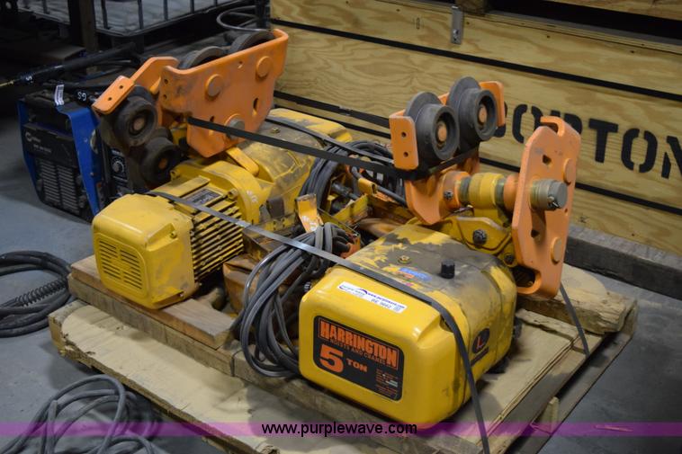 image for item BE9662 (2) Harrington five ton trolly chain hoists