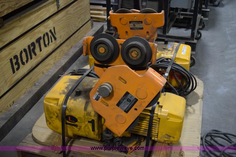 image for item BE9662 (2) Harrington five ton trolly chain hoists
