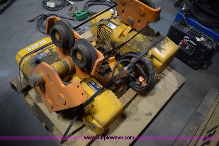 image for item BE9662 (2) Harrington five ton trolly chain hoists