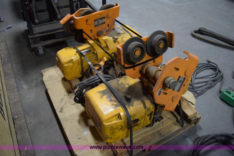 image for item BE9662 (2) Harrington five ton trolly chain hoists