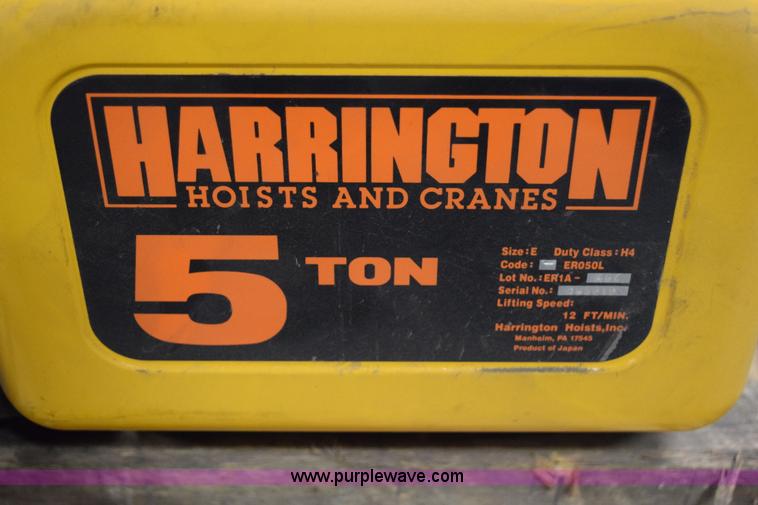 image for item BE9662 (2) Harrington five ton trolly chain hoists