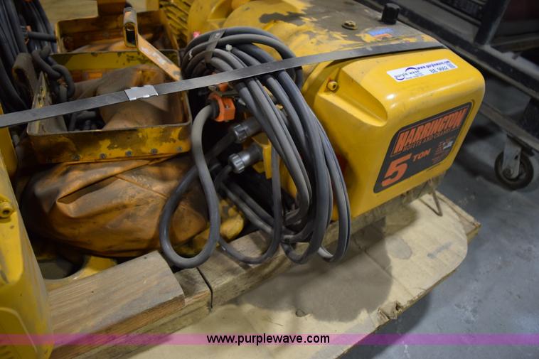 image for item BE9662 (2) Harrington five ton trolly chain hoists