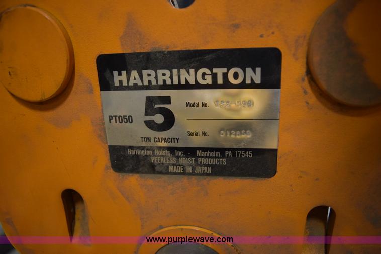image for item BE9662 (2) Harrington five ton trolly chain hoists