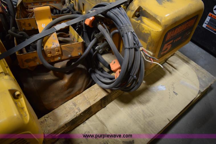 image for item BE9662 (2) Harrington five ton trolly chain hoists