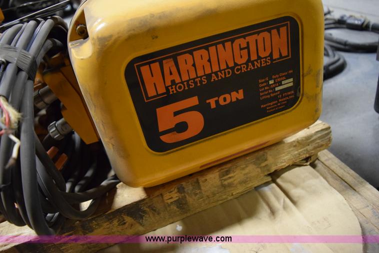 image for item BE9662 (2) Harrington five ton trolly chain hoists