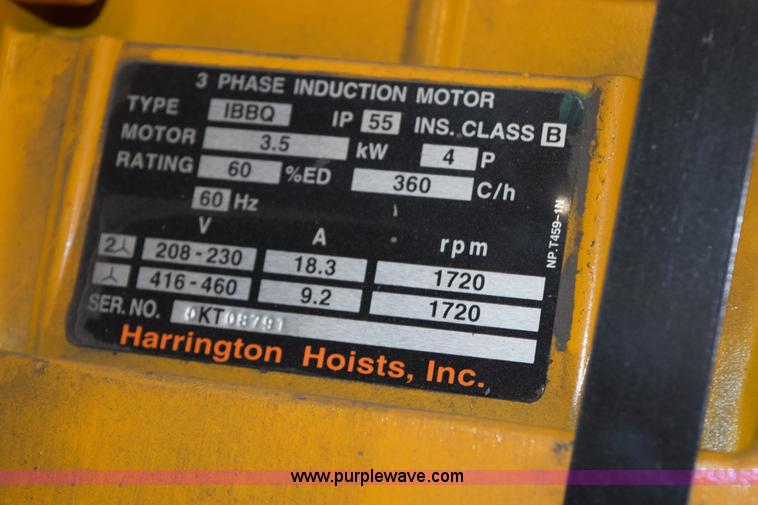 image for item BE9662 (2) Harrington five ton trolly chain hoists