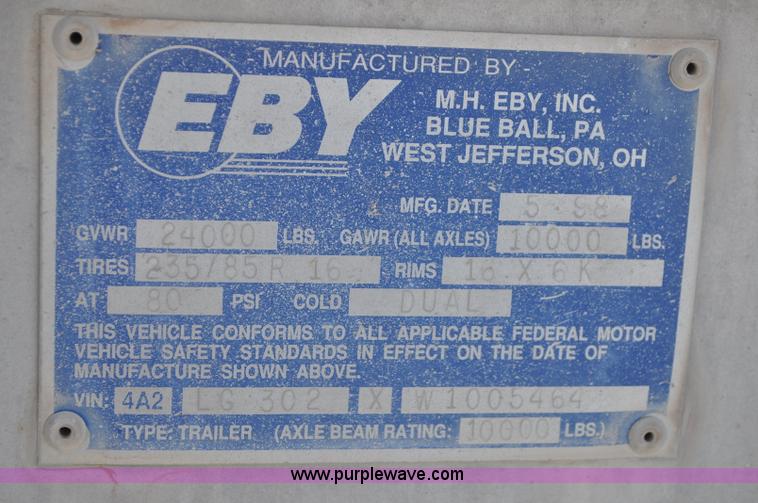 image for item F2168 1998 Eby livestock trailer