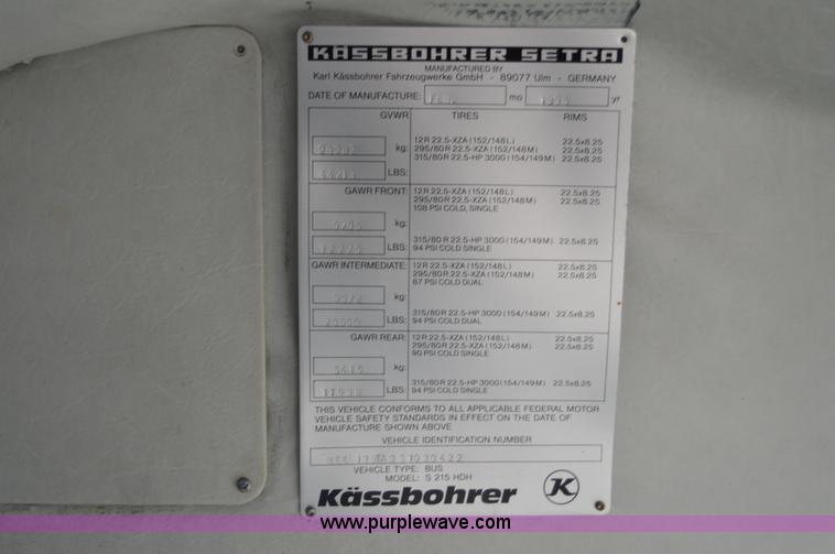 image for item F8355 1995 Setra S215HDA Intercontinental tour bus