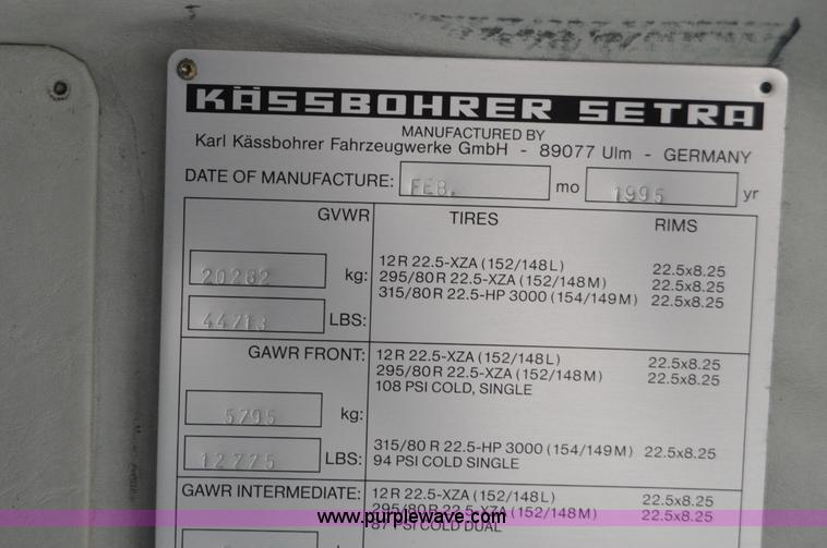 image for item F8355 1995 Setra S215HDA Intercontinental tour bus