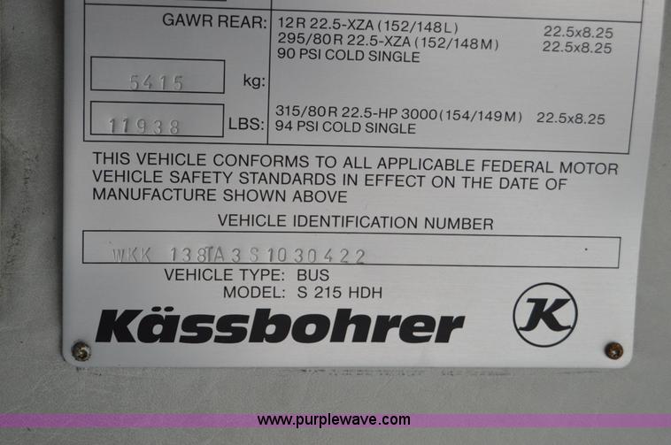 image for item F8355 1995 Setra S215HDA Intercontinental tour bus